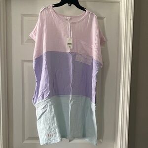 NWT Simply Southern M/L Color block T-shirt dress/ bathing-suit covering